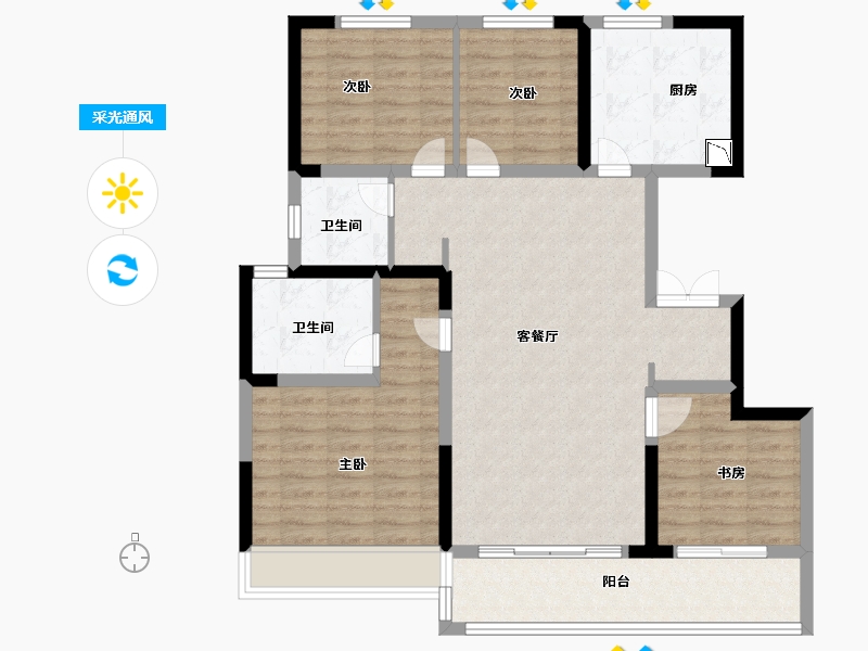 山东省-济南市-银丰玖玺城-101.99-户型库-采光通风