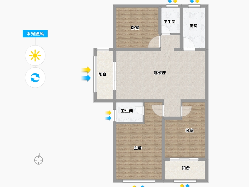 河南省-安阳市-汤阴天福广场-102.39-户型库-采光通风