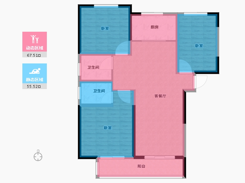 河南省-信阳市-世纪春城-111.35-户型库-动静分区