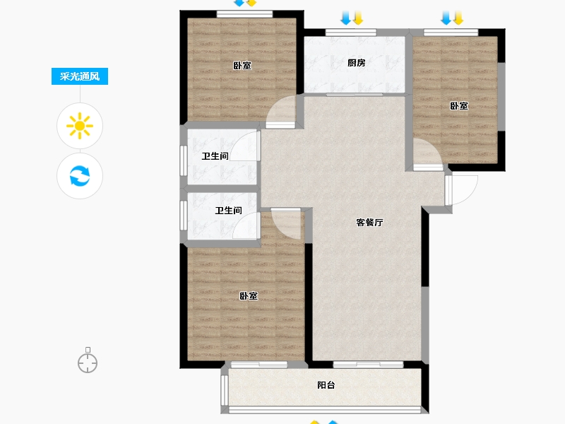 河南省-信阳市-世纪春城-111.35-户型库-采光通风