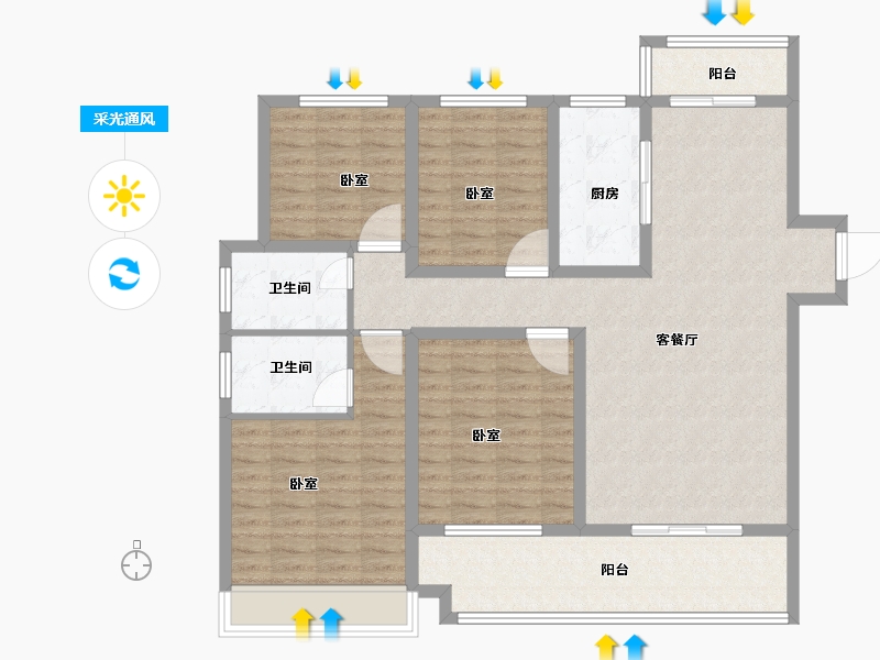 河南省-南阳市-圣瀚状元府-118.10-户型库-采光通风