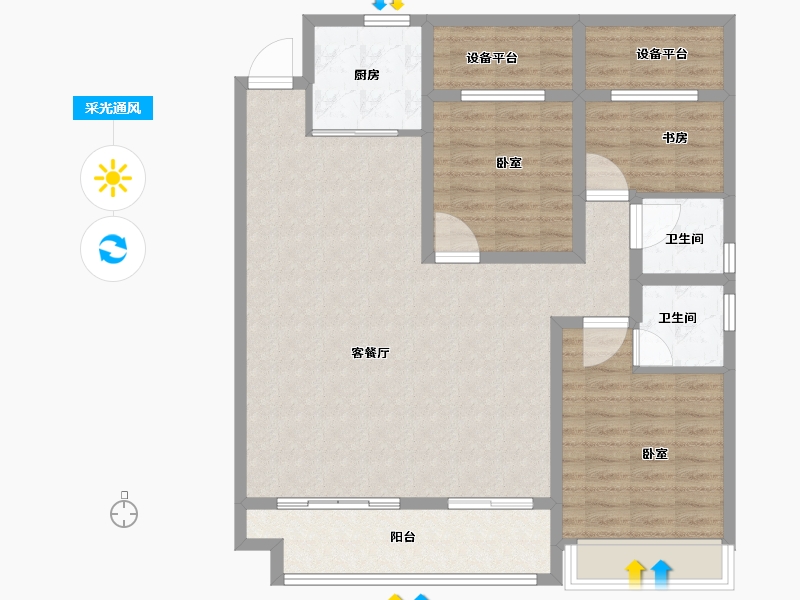 山东省-菏泽市-单县佳和城-105.01-户型库-采光通风