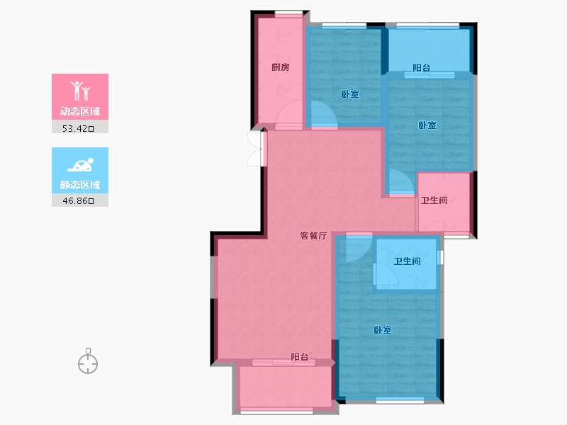 河南省-郑州市-正商兴汉花园-89.20-户型库-动静分区