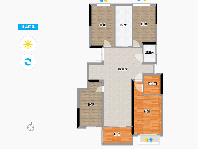 河南省-郑州市-兴港永威·和园-97.00-户型库-采光通风