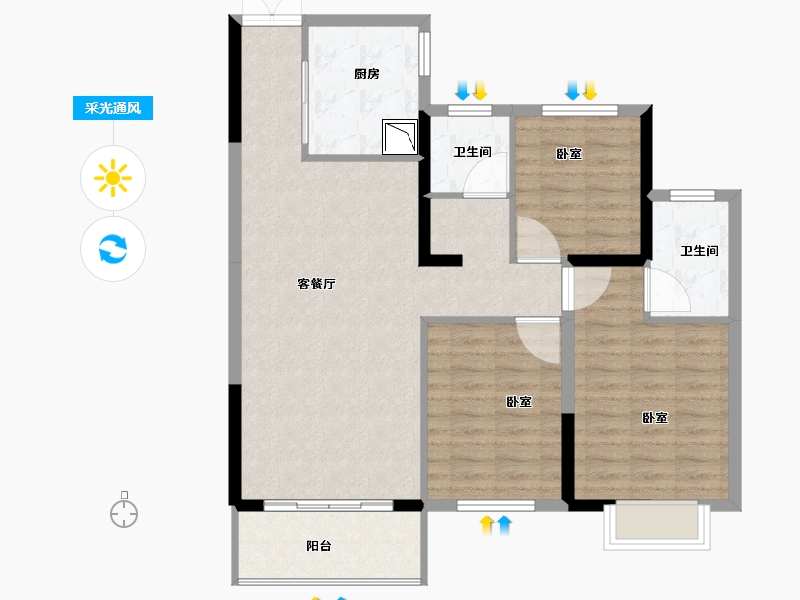 河南省-南阳市-春泽里-92.00-户型库-采光通风