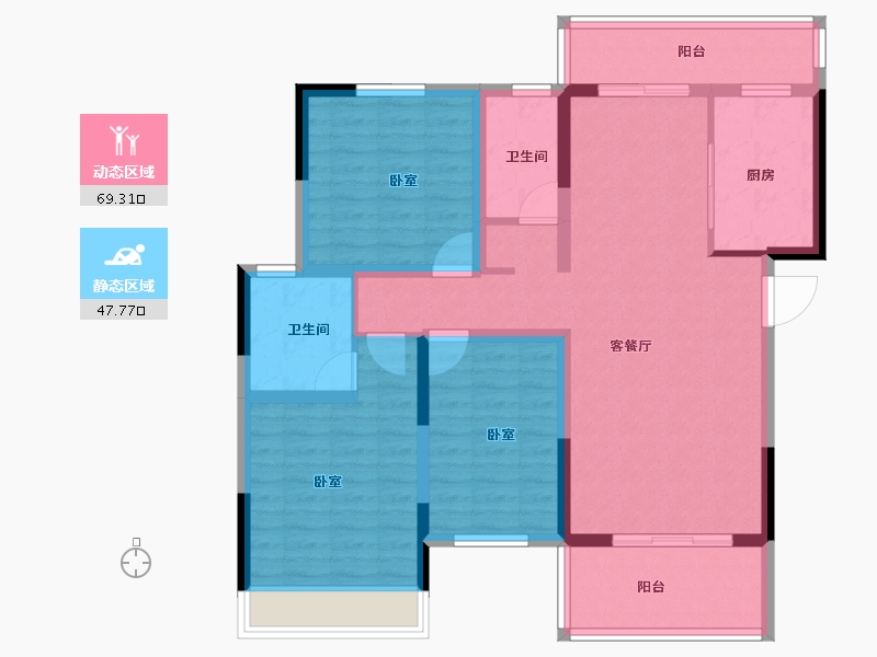 河南省-南阳市-镇平建业春天里-104.00-户型库-动静分区