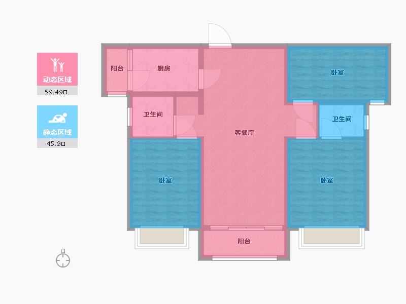 河南省-漯河市-泰威翰林苑-94.60-户型库-动静分区