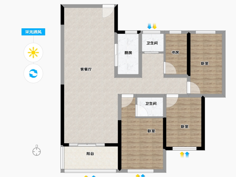 河南省-信阳市-世纪春城-109.78-户型库-采光通风