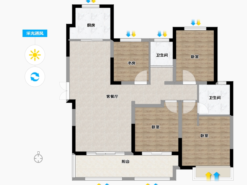 河南省-南阳市-建业贰号城邦-111.97-户型库-采光通风