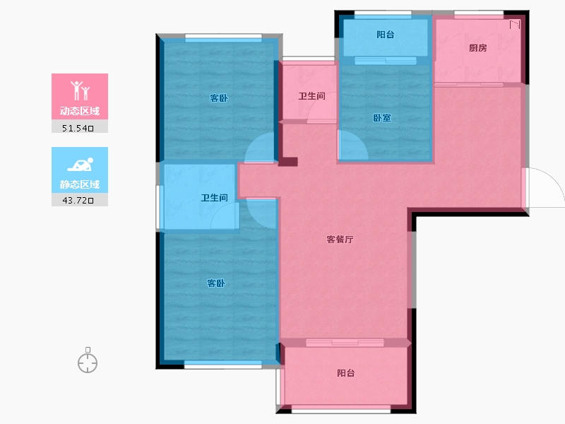 河南省-信阳市-中环荣域Ⅱ期悦棠-86.00-户型库-动静分区