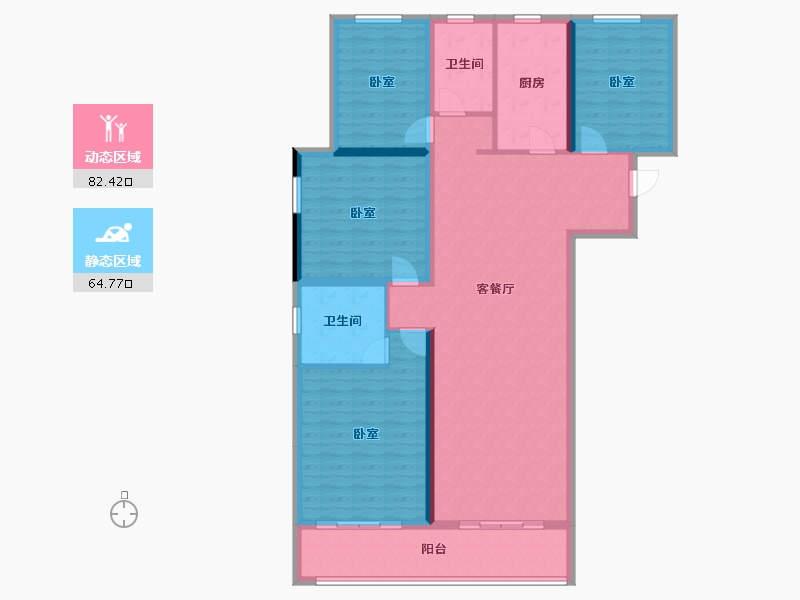 河南省-郑州市-风和朗庭-133.39-户型库-动静分区