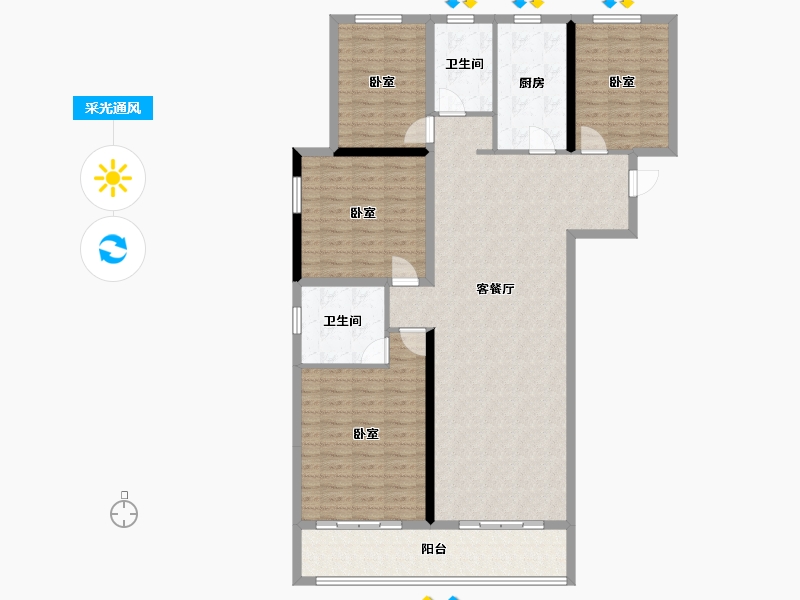 河南省-郑州市-风和朗庭-133.39-户型库-采光通风