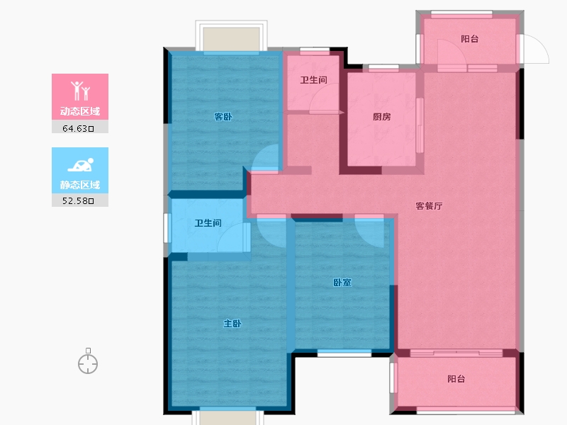 河南省-南阳市-阳光锦城-103.91-户型库-动静分区