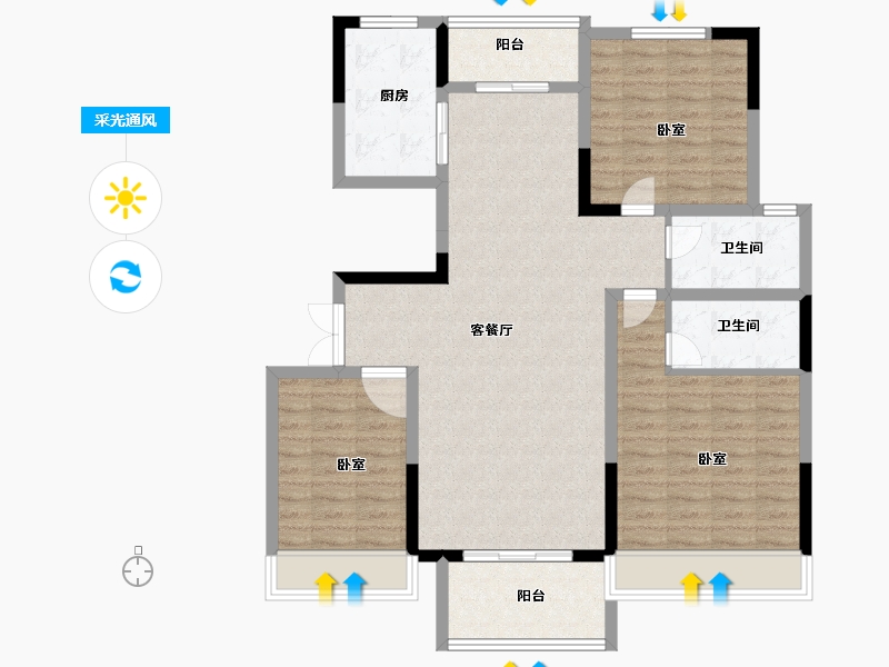 河南省-南阳市-镇平建业春天里-108.00-户型库-采光通风