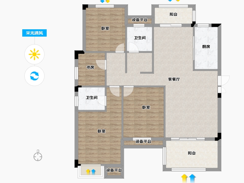 河南省-信阳市-美景东方-117.74-户型库-采光通风