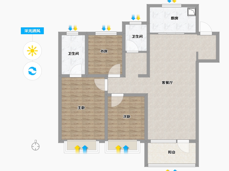 山东省-济南市-银丰玖玺城-107.99-户型库-采光通风