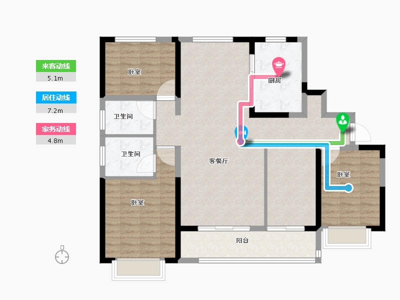 河南省-信阳市-德润上和府-110.76-户型库-动静线