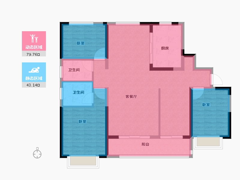 河南省-信阳市-德润上和府-110.76-户型库-动静分区