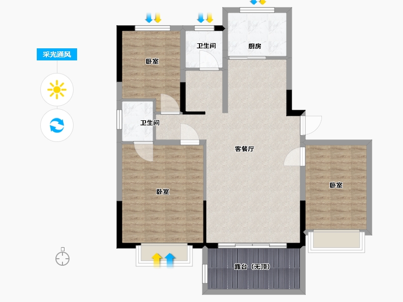 河南省-漯河市-东润翰悦府-98.70-户型库-采光通风