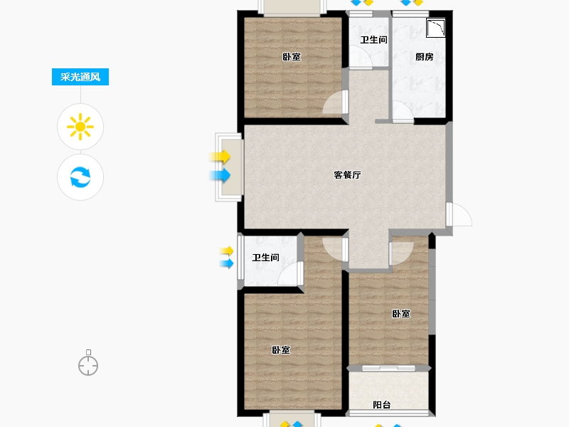 河南省-南阳市-龙都·臻品-101.00-户型库-采光通风