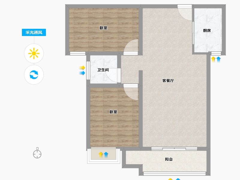 河南省-三门峡市-万邦香榭里-80.18-户型库-采光通风