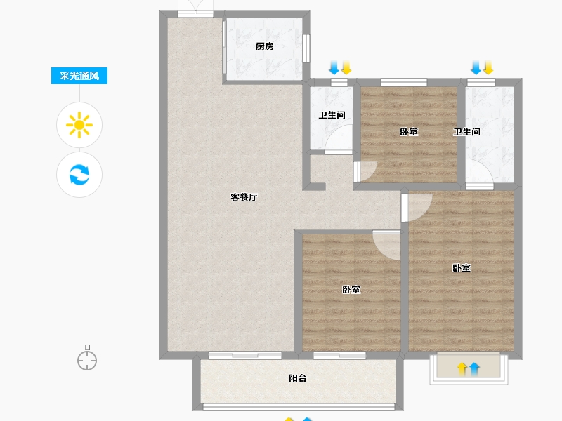 山东省-德州市-奥特莱斯·澜铂湾-113.00-户型库-采光通风