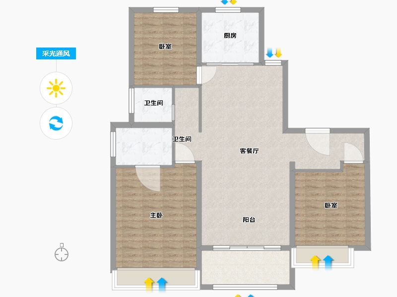 河南省-许昌市-腾飞洪河富贵-110.10-户型库-采光通风