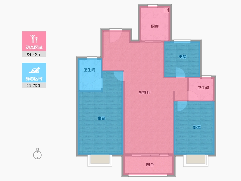 河南省-安阳市-嘉洲清水湾-106.00-户型库-动静分区