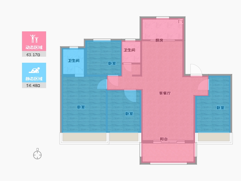 河南省-许昌市-常绿北海壹号院-108.44-户型库-动静分区