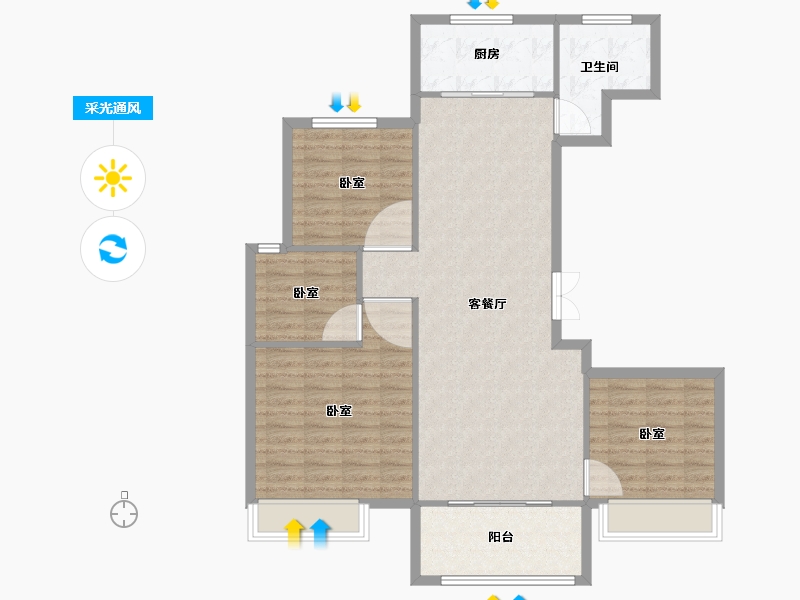 河南省-信阳市-西亚美悦城-102.55-户型库-采光通风