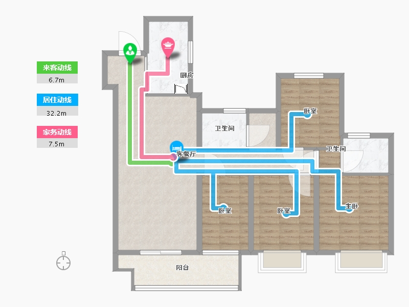 江苏省-苏州市-新城十里锦绣-103.00-户型库-动静线