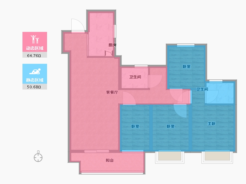 江苏省-苏州市-新城十里锦绣-103.00-户型库-动静分区