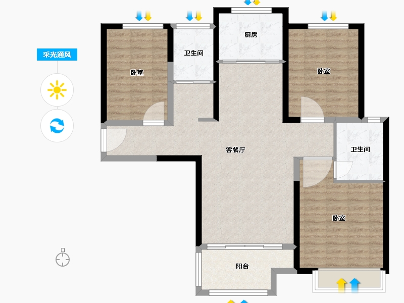 河南省-南阳市-建业壹号城邦-103.00-户型库-采光通风