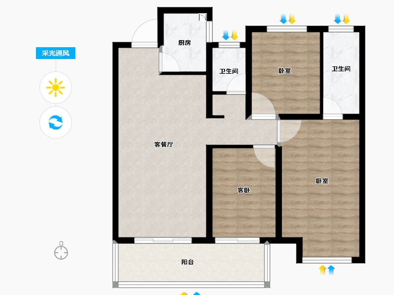 河南省-信阳市-翰林名门新城国际-91.15-户型库-采光通风