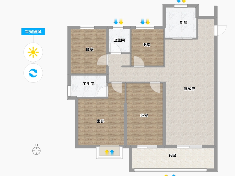 河南省-安阳市-实地紫薇公馆-114.00-户型库-采光通风