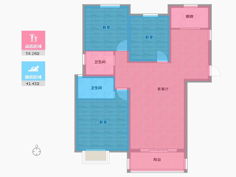 河南省-南阳市-东青·颐和原著-87.47-户型库-动静分区