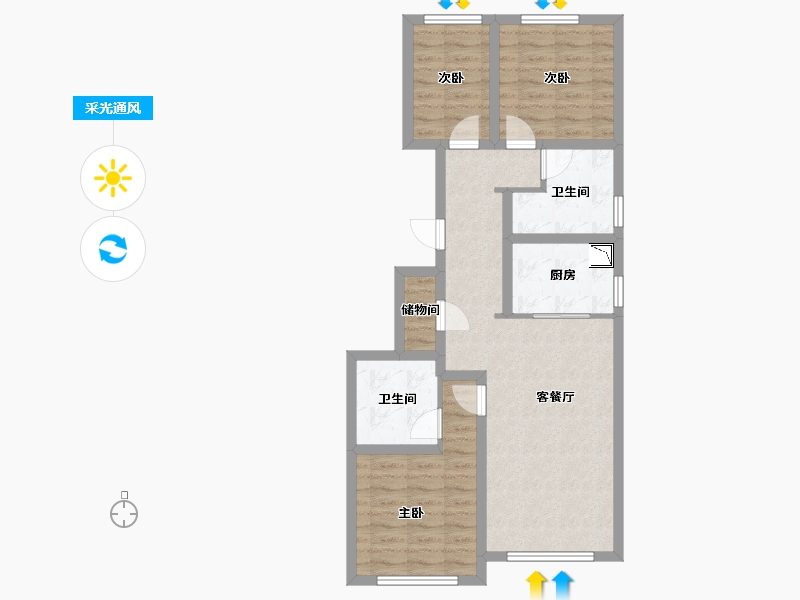 北京-北京市-和光逸境-73.46-户型库-采光通风