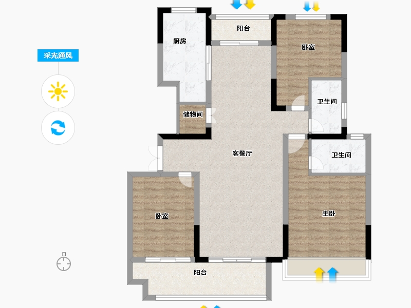 河南省-商丘市-建业·臻悦汇-108.88-户型库-采光通风