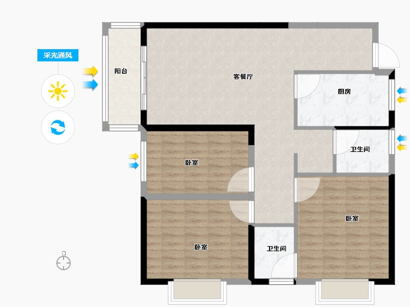 河南省-南阳市-龙都·臻品-105.74-户型库-采光通风