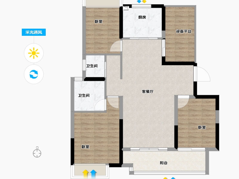 河南省-南阳市-信友天樾-95.24-户型库-采光通风