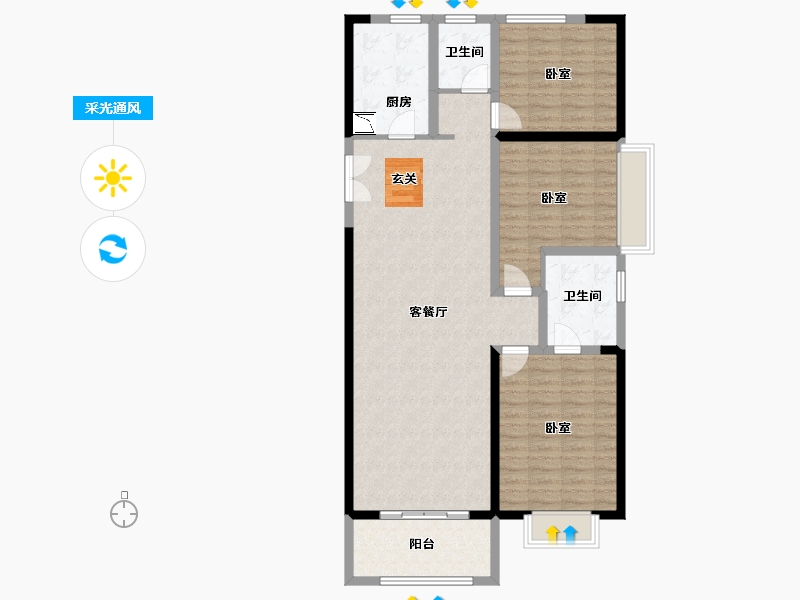 河南省-郑州市-鑫苑金水观城-110.00-户型库-采光通风