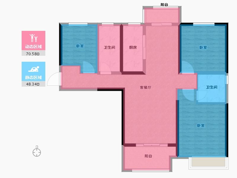 河南省-南阳市-建业壹号城邦-105.99-户型库-动静分区