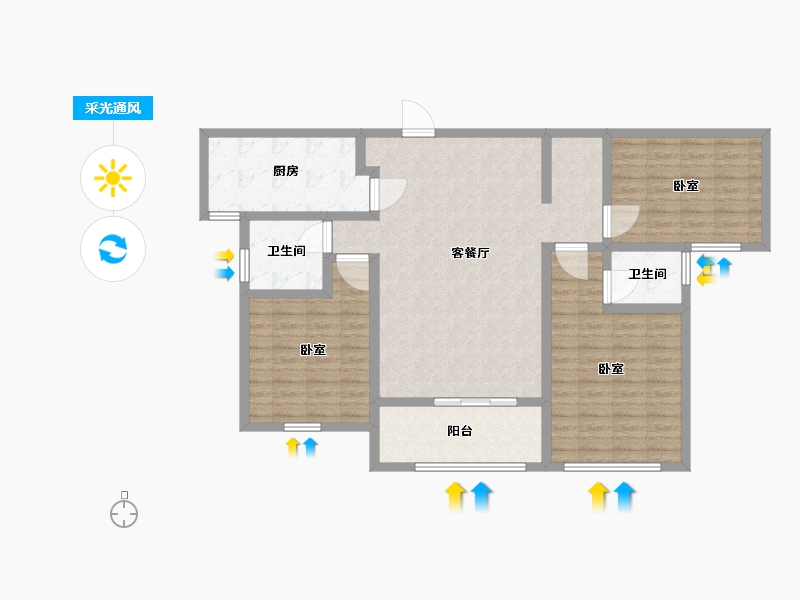 河南省-许昌市-家年华金色漫城-111.01-户型库-采光通风