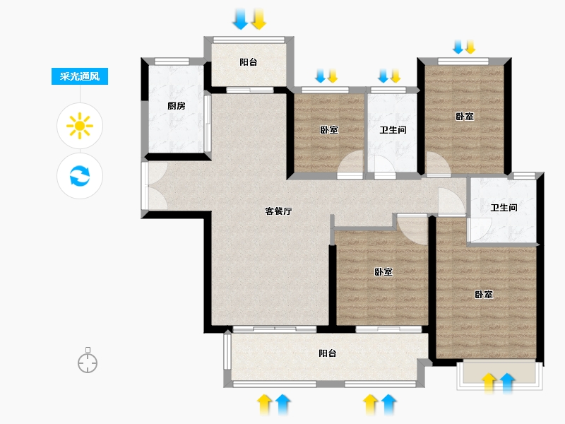 河南省-南阳市-建业壹号城邦-114.00-户型库-采光通风