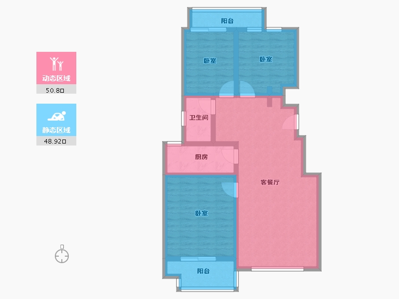 山东省-淄博市-尚美名苑-88.41-户型库-动静分区