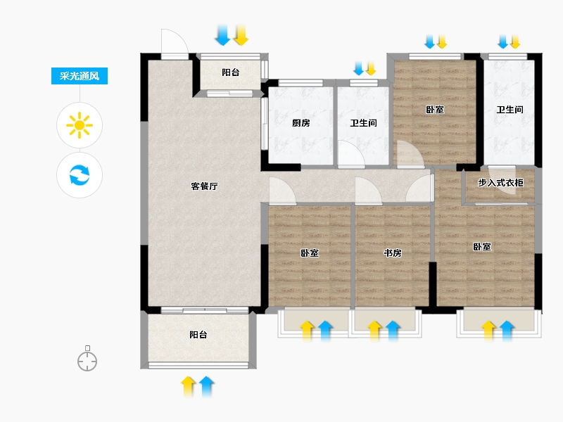 河南省-许昌市-长葛建业桂园新苑-115.01-户型库-采光通风