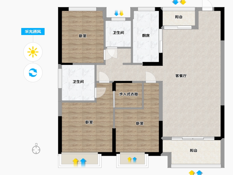 河南省-许昌市-长葛建业桂园新苑-108.00-户型库-采光通风