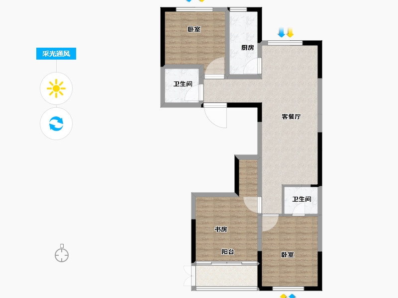 河南省-信阳市-锦绣铭座-94.00-户型库-采光通风