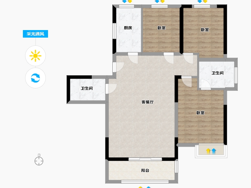 河南省-许昌市-锦绣苑-95.33-户型库-采光通风