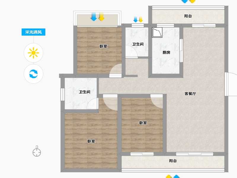 河南省-信阳市-鑫盛息州府-93.68-户型库-采光通风